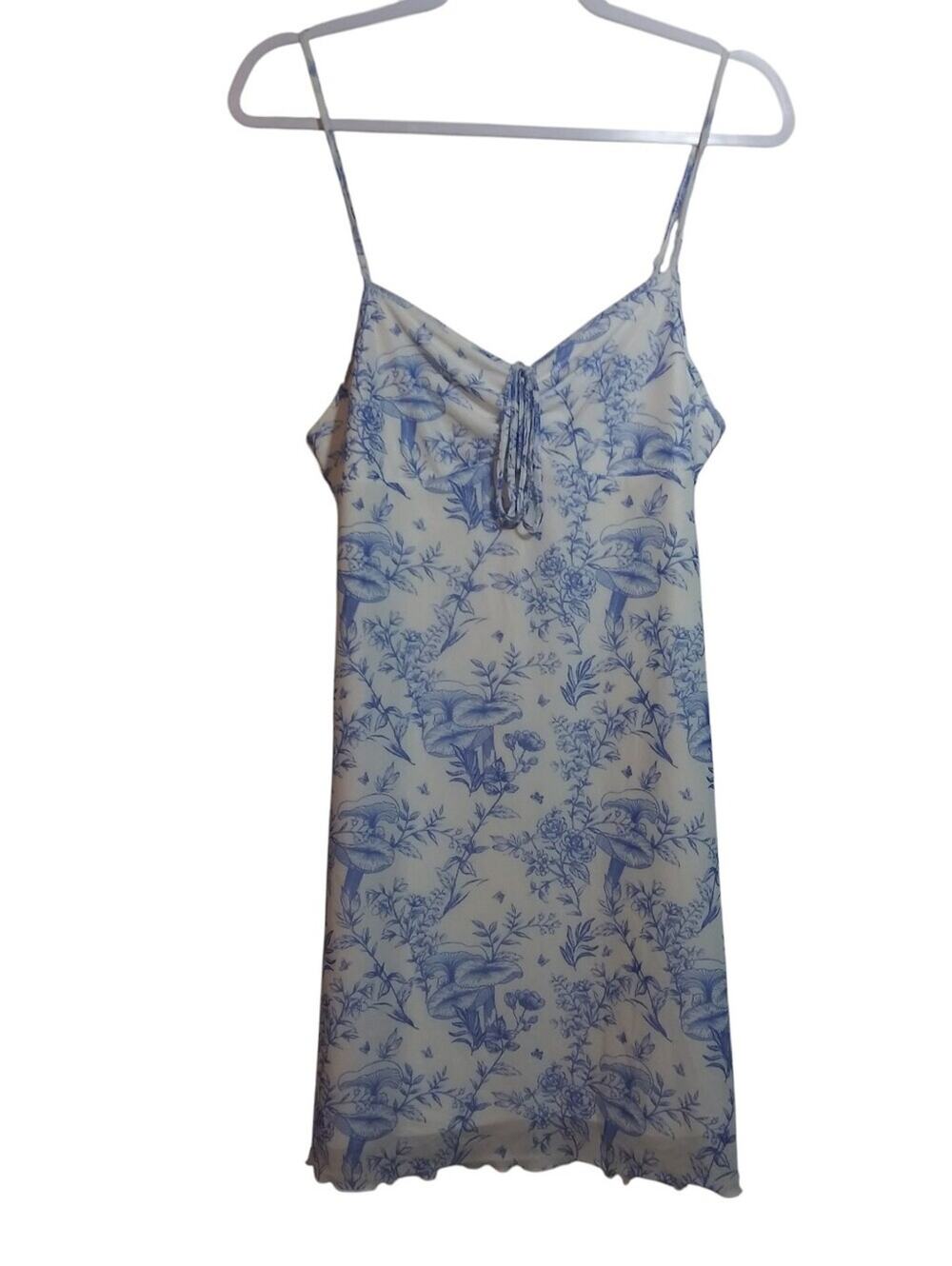 SHEIN MOD Floral Mushroom Print Drawstring Front Cami Dress Size M